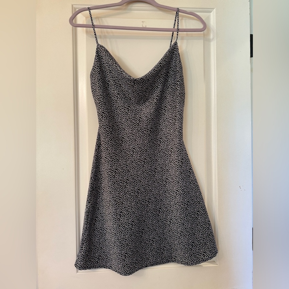 Elegant Black and White Spaghetti Strap Dress